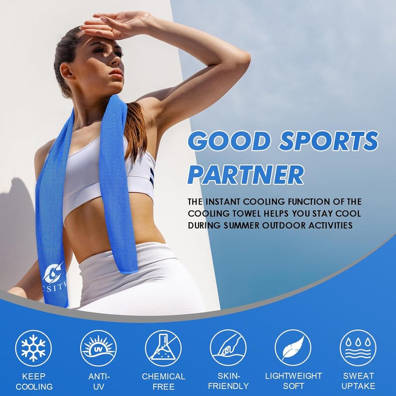 CASITE Cooling Towels for Neck and Face - 6 Pack 47x12 Inch Ice Cold Microfiber Towels, Soft & Breathable Cooling Towel for Hot Weather, Sports, Yoga, Workout, Running, Golf, Camping - Image 5